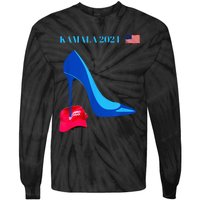 Kamala Harris For President 2024 High Heel Crushed Maga Hat Tie-Dye Long Sleeve Shirt