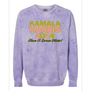 Kamala Harris For President 2024 Green Democratic Gift Colorblast Crewneck Sweatshirt