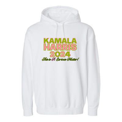 Kamala Harris For President 2024 Green Democratic Gift Garment-Dyed Fleece Hoodie