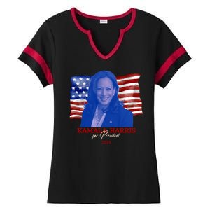 Kamala Harris For President Usa 2024 Madam Ladies Halftime Notch Neck Tee