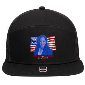 Kamala Harris For President Usa 2024 Madam 7 Panel Mesh Trucker Snapback Hat