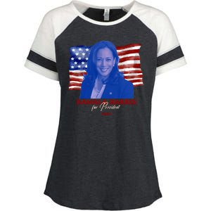 Kamala Harris For President Usa 2024 Madam Enza Ladies Jersey Colorblock Tee