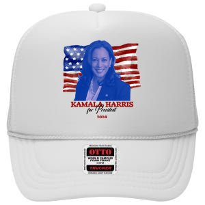 Kamala Harris For President Usa 2024 Madam High Crown Mesh Back Trucker Hat