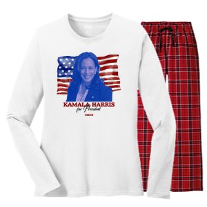 Kamala Harris For President Usa 2024 Madam Women's Long Sleeve Flannel Pajama Set 