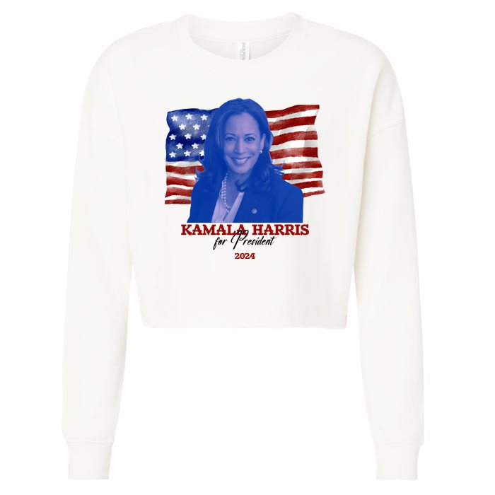 Kamala Harris For President Usa 2024 Madam Cropped Pullover Crew