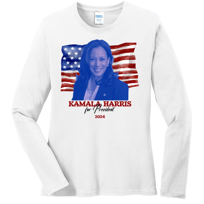 Kamala Harris For President Usa 2024 Madam Ladies Long Sleeve Shirt