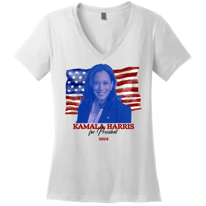 Kamala Harris For President Usa 2024 Madam Women's V-Neck T-Shirt