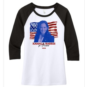 Kamala Harris For President Usa 2024 Madam Women's Tri-Blend 3/4-Sleeve Raglan Shirt