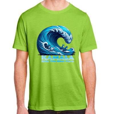 Kamala Harris For President Blue Wave Surfing Cats 2024 Gift Adult ChromaSoft Performance T-Shirt