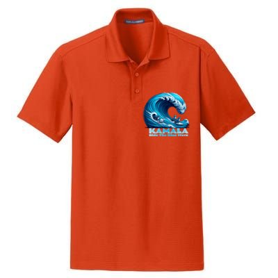 Kamala Harris For President Blue Wave Surfing Cats 2024 Gift Dry Zone Grid Polo