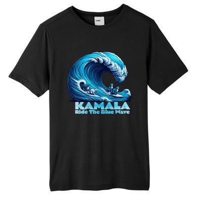 Kamala Harris For President Blue Wave Surfing Cats 2024 Gift Tall Fusion ChromaSoft Performance T-Shirt