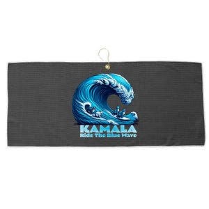 Kamala Harris For President Blue Wave Surfing Cats 2024 Gift Large Microfiber Waffle Golf Towel