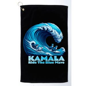 Kamala Harris For President Blue Wave Surfing Cats 2024 Gift Platinum Collection Golf Towel