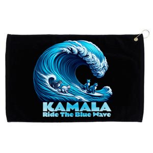 Kamala Harris For President Blue Wave Surfing Cats 2024 Gift Grommeted Golf Towel