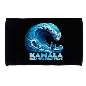 Kamala Harris For President Blue Wave Surfing Cats 2024 Gift Microfiber Hand Towel