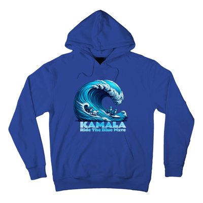 Kamala Harris For President Blue Wave Surfing Cats 2024 Gift Hoodie