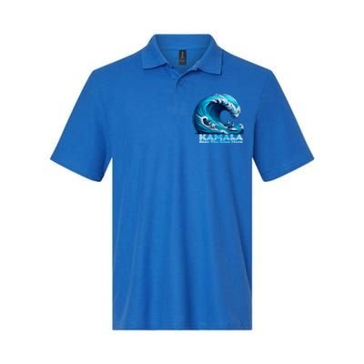 Kamala Harris For President Blue Wave Surfing Cats 2024 Gift Softstyle Adult Sport Polo