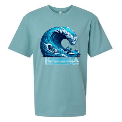 Kamala Harris For President Blue Wave Surfing Cats 2024 Gift Sueded Cloud Jersey T-Shirt