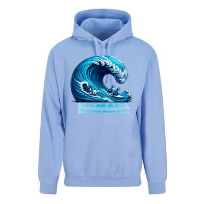 Kamala Harris For President Blue Wave Surfing Cats 2024 Gift Unisex Surf Hoodie