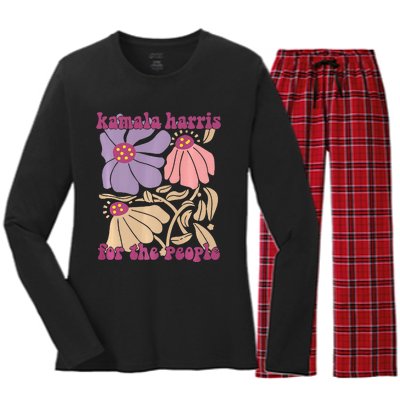 Kamala Harris For The People Floral Supporters Design Premium Women's Long Sleeve Flannel Pajama Set 