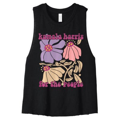 Kamala Harris For The People Floral Supporters Design Premium Women's Racerback Cropped Tank