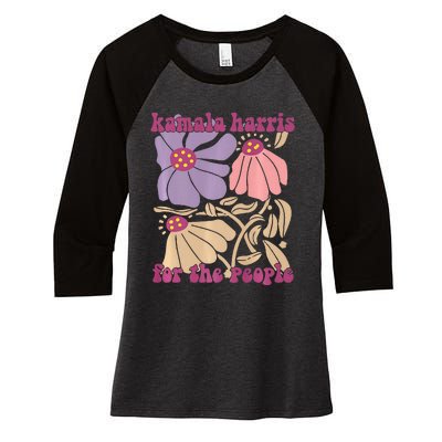 Kamala Harris For The People Floral Supporters Design Premium Women's Tri-Blend 3/4-Sleeve Raglan Shirt