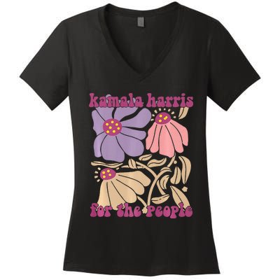 Kamala Harris For The People Floral Supporters Design Premium Women's V-Neck T-Shirt