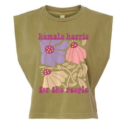 Kamala Harris For The People Floral Supporters Design Premium Garment-Dyed Women's Muscle Tee