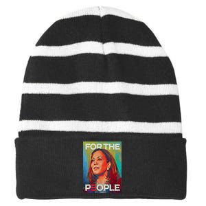 Kamala Harris For People 2024 Election President Striped Beanie with Solid Band