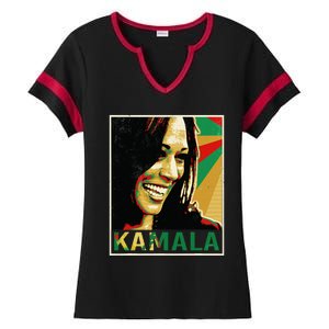 Kamala Harris For President 2024 Funny Cat Lady Graphic Ladies Halftime Notch Neck Tee