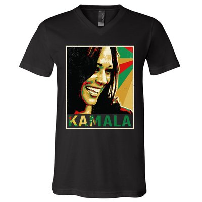 Kamala Harris For President 2024 Funny Cat Lady Graphic V-Neck T-Shirt