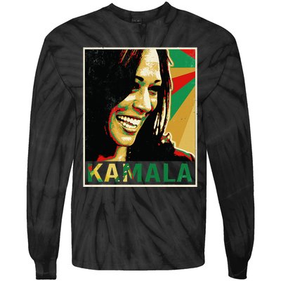 Kamala Harris For President 2024 Funny Cat Lady Graphic Tie-Dye Long Sleeve Shirt