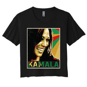 Kamala Harris For President 2024 Funny Cat Lady Graphic Women's Crop Top Tee