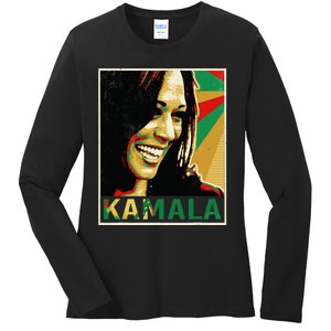 Kamala Harris For President 2024 Funny Cat Lady Graphic Ladies Long Sleeve Shirt