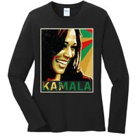 Kamala Harris For President 2024 Funny Cat Lady Graphic Ladies Long Sleeve Shirt