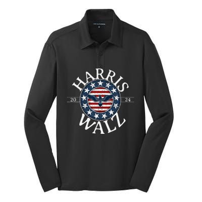 Kamala Harris For President 2024 Tim Walz Vp Election 2024 Silk Touch Performance Long Sleeve Polo