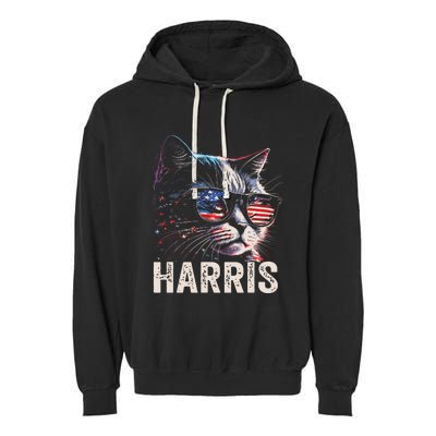 Kamala Harris For President 2024 Funny Cat Graphic Garment-Dyed Fleece Hoodie