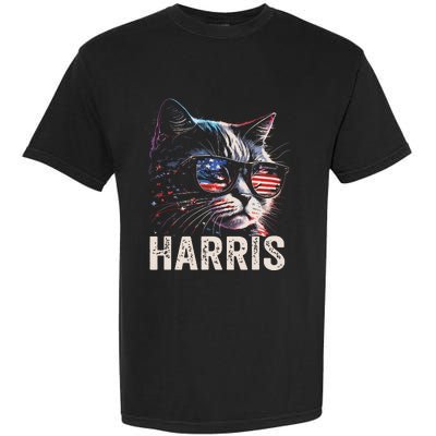 Kamala Harris For President 2024 Funny Cat Graphic Garment-Dyed Heavyweight T-Shirt