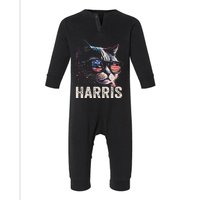 Kamala Harris For President 2024 Funny Cat Graphic Infant Fleece One Piece