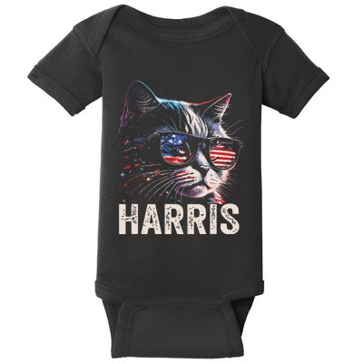 Kamala Harris For President 2024 Funny Cat Graphic Baby Bodysuit