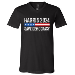 Kamala Harris For President 2024 Save Democracy V-Neck T-Shirt