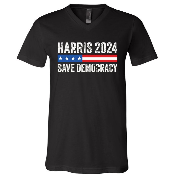 Kamala Harris For President 2024 Save Democracy V-Neck T-Shirt