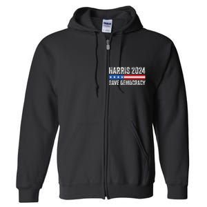 Kamala Harris For President 2024 Save Democracy Full Zip Hoodie