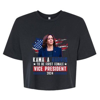 Kamala Harris First Female Vice President 2024 Graphic Bella+Canvas Jersey Crop Tee