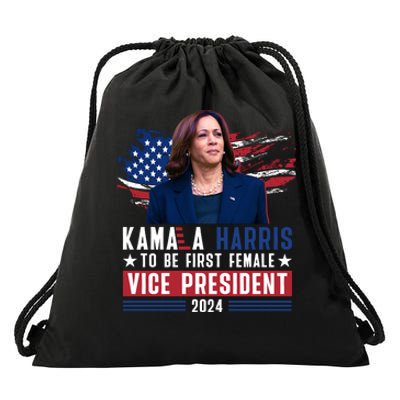 Kamala Harris First Female Vice President 2024 Graphic Drawstring Bag