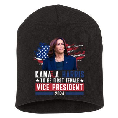 Kamala Harris First Female Vice President 2024 Graphic Short Acrylic Beanie