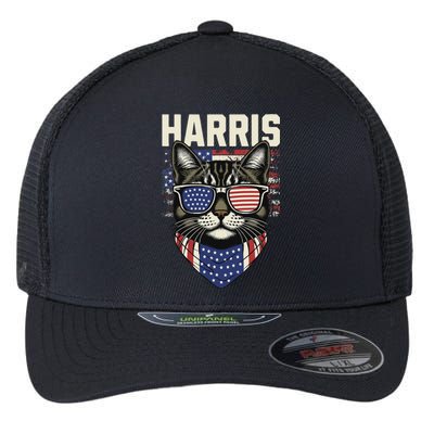 Kamala Harris For President 2024 Funny Cat Graphic Flexfit Unipanel Trucker Cap