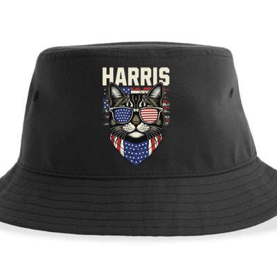 Kamala Harris For President 2024 Funny Cat Graphic Sustainable Bucket Hat