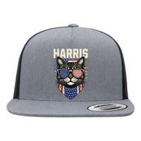 Kamala Harris For President 2024 Funny Cat Graphic Flat Bill Trucker Hat