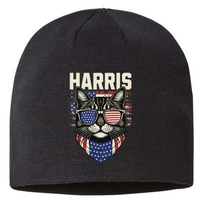 Kamala Harris For President 2024 Funny Cat Graphic Sustainable Beanie